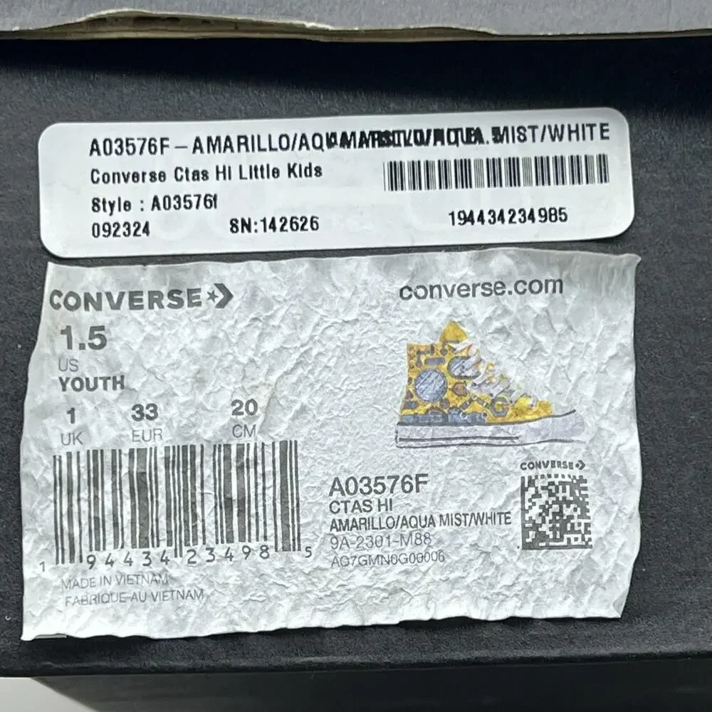 Converse CTAS Summer Submarine Shoes Youth Size 1.5 Yellow High Top Sneakers NEW